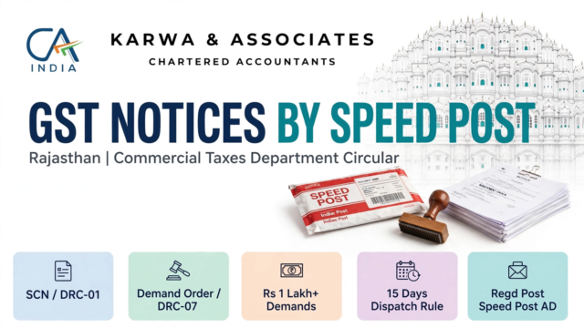 GST SCN speed post rule Rajasthan - GST notices by speed post for Rs 1 lakh plus demands