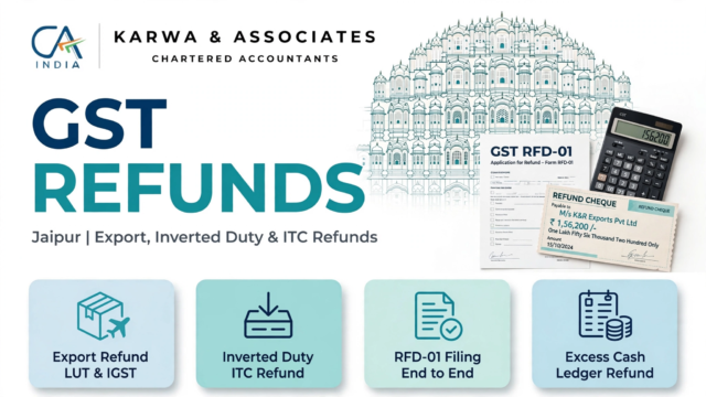 GST refund services in Jaipur: export refund, inverted duty ITC refund, RFD-01 filing